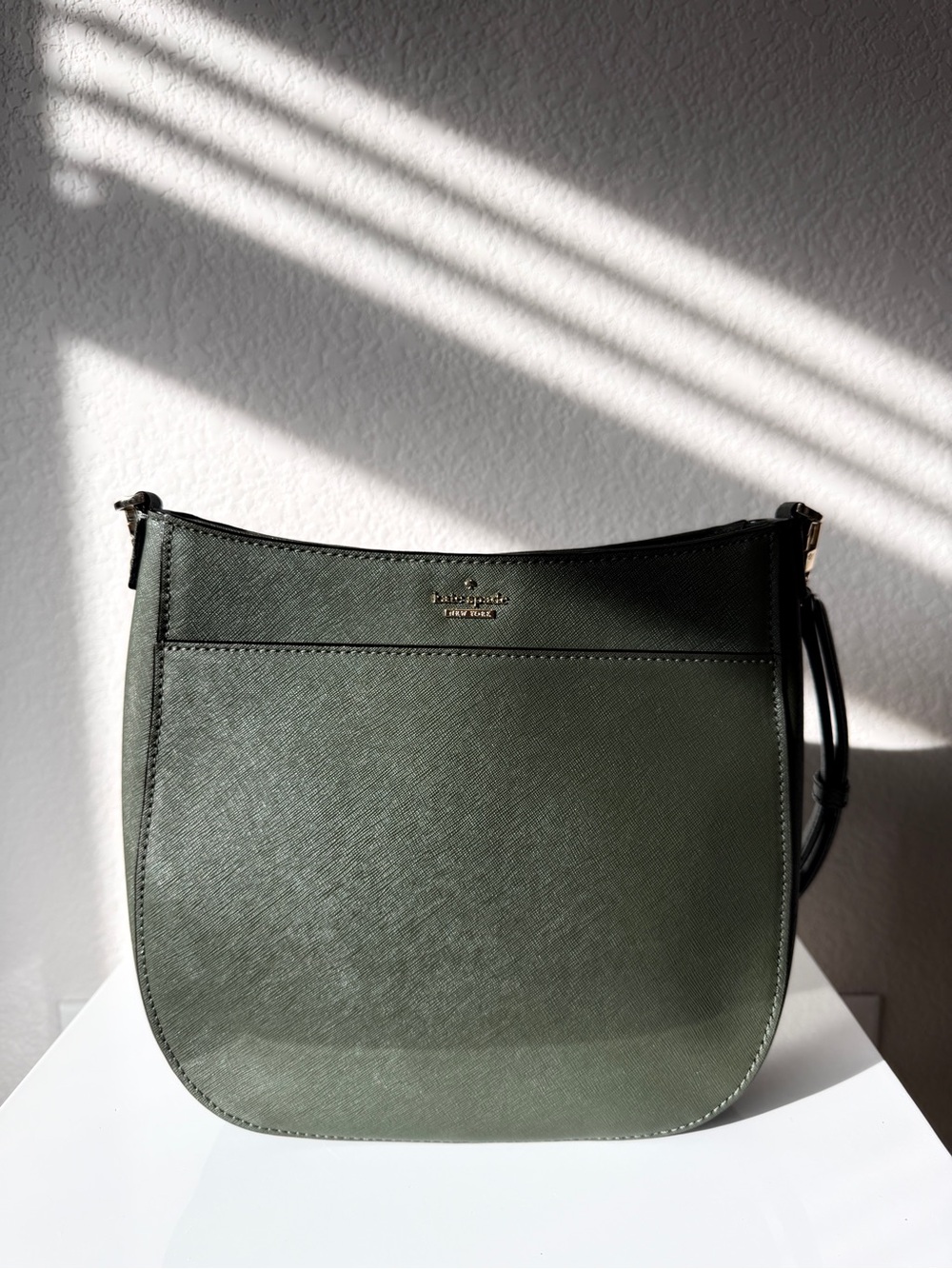 Kate Spade Cameron Street Robin Crossbody Bag Evergreen Green Saffiano Leather
